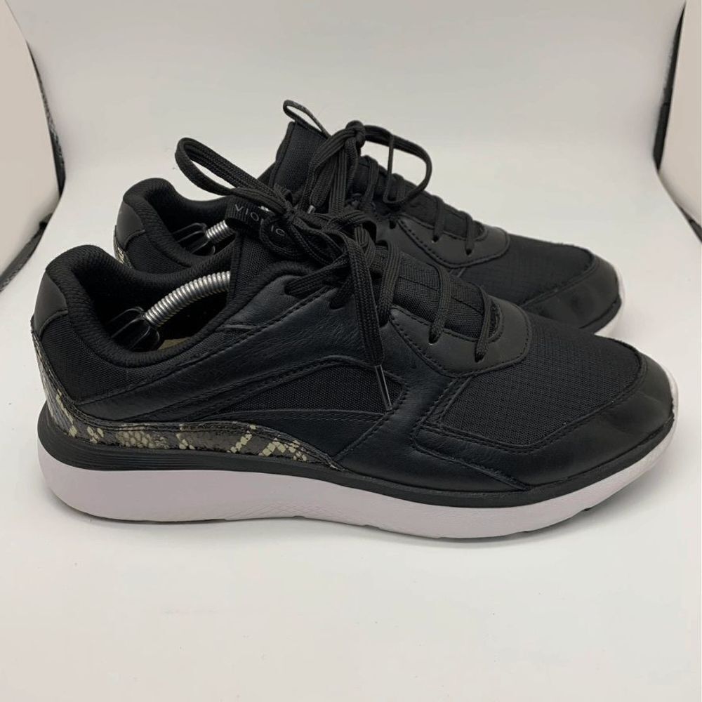 Vionic Adela Black Boa Snake Print Leather‎ Lace-Up Sneaker Shoe Size 10